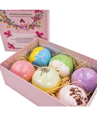  BoBoHome Gift Set of 6 Organic Bath Bombs with Natural Vegan Essential Oils Sparkling Spa to Hydrate Dry Skin - Buy Online on GoSupps.com