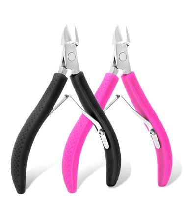 2 PCS Cuticle Nippers Stainless Steel Cuticle Trimmer Professional Cuticle Cutter Remover Cuticle Care Tools with Non-Slip Handle for Thick and Ingrown Nails Manicure