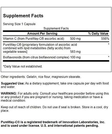 Swanson Pureway Vitamin C 500mg with Bioflavonoids - 90 Capsules - Buy Online on GoSupps.com