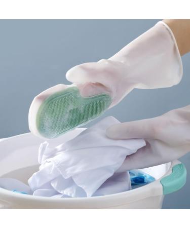 2 in 1 Magic Silicone Dishwashing Scrubber 4 Pairs Reusable Rubber Gloves Kitchen Tool for Household Dish Wash Bathroom Car - Buy Online on GoSupps.com