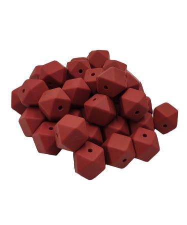 50pcs Maroon Color 14mm Silicone Hexagon Pearl Beads Silicone Geometry Spacer Beads for DIY Beading Mom Jewelry Necklace Making