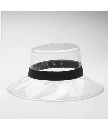 Clear Waterproof Bucket Hat Women Sun Visor | Transparent Plastic Wide Brim Rain Cap Fashion | Black One Size - Buy Online on GoSupps.com