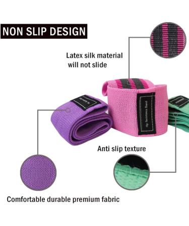Resistance Bands for Women - Non-Slip Booty & Leg Exercise Bands | 3 Levels for Home & Gym Workout Yoga Pilates - Purple Pink Green - Buy Online on GoSupps.com
