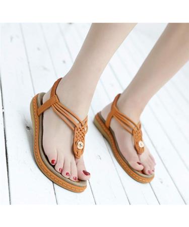 Creev Flat Sandals for Women - Summer Clip-Toe Flip-Flops Bohemian T-Straps & Braided Leisure Shoes for Beach Walks - Shop Internationally! - Buy Online on GoSupps.com