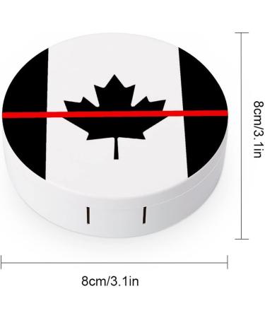 Firefighters Red Line Canada Round Case For Contact Lens Kit Storage Box with Mirror Printed - Buy Online on GoSupps.com