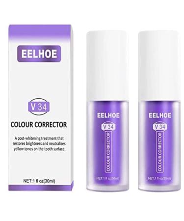 2PCS V34 Colour Corrector Toothpaste,Purple Toothpaste for Teeth Whitening,Whitening Toothpaste for Teeth Cleaning (Purple)
