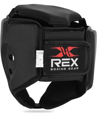Rex Kids Headgear for Boxing, MMA, Kickboxing - Medium Matt Black | Cheek & Ear Protection for Sparring in Muay Thai, Taekwondo, Karate - Buy Online on GoSupps.com