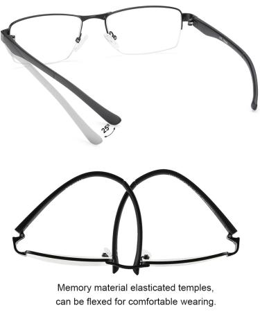 EYECEDAR 5-Pack Reading Glasses for Men & Women - Metal Half Frame Eyeglasses - 2.00 Magnification - Stylish Black Readers - Buy Online on GoSupps.com