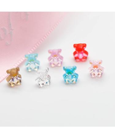 200pack Cute AB Bear Nail Art Decorations Gummy Bear Nail Crystal Bear Beads DIY Crafting Bear Crystal Charm Small deep powder - Buy Online on GoSupps.com