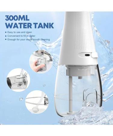 Rykostex Cordless Water Flosser for Teeth Cleaning - 300ML Dental Oral Irrigator | Rechargeable Waterproof 3 Modes & 5 Tips - Perfect for Home & Travel (White - Buy Online on GoSupps.com