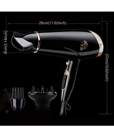 2200W Professional Salon Hair Dryer with Concentrator Diffuser & Comb Powerful Hairdryer Fast Drying Blow Hair-Dryer AC Motor 2 Speed and 3 Heat Cold Shot Button Light Quiet for Women Men Black - Buy Online on GoSupps.com