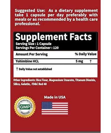 Raesun Botanics Yohimbine HCL Extract 5mg x 120 Capsules - Premium Fat Burner, Weight Loss, Appetite Control, Male Support, Energy Boost - Extra Strength Supplement - Buy Online on GoSupps.com