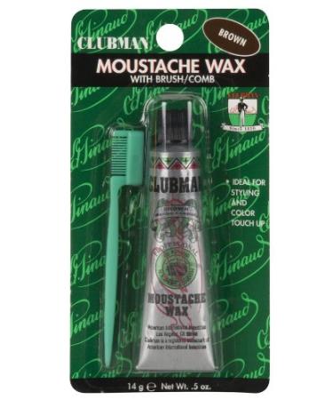 Clubman Pinaud Moustache Wax with Free Brush/Comb Applicator, Brown, 0.5-Ounce (Pack of 3) Unscented 3 Count (Pack of 1)