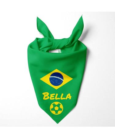 Dog hollow motif: football games sports Olympic games public holidays personalized triangle for pets is attached to the collar (flag: Brazil)