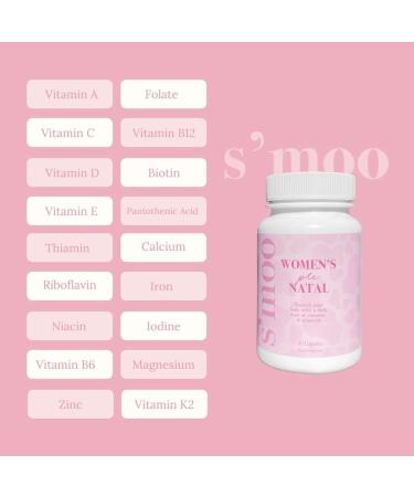 Moo Women's Prenatal Vitamins - Nervous System Support, Red Blood Cell Maintenance, Healthy Pregnancy Development - 30 Capsules - Buy Online on GoSupps.com