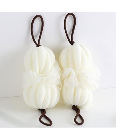 Uonlytech 2pcs Bath Ball & Loofah - Soft White Sponge for Exfoliating Cleansing & Showering | Body Washing Brush & Towel - Buy Online on GoSupps.com
