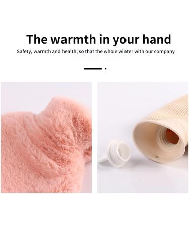 Penggenga Hot Water Bottle with Soft Fluffy Fur Cover - 2L Large Capacity for Menstrual Pain Relief Neck & Shoulder Warmth - Pink - Buy Online on GoSupps.com
