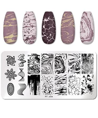 Marble Stamping Stencil PY-J34 - Abstract stamp plate with marble structure for nail design - Buy Online on GoSupps.com