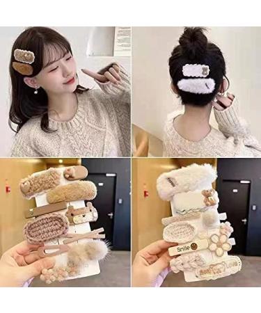Rugelyss 10 Pcs Milk Coffee Color Plush Hairpin Set - Handmade Hair Barrettes & Alligator Bobby Pins | Hair Accessories & Gifts for Women Girls - Buy Online on GoSupps.com