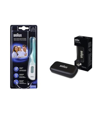 Brown 66024800 - thermometer with flexible shaving head white & protective storage bag for thermoscan ear thermometer PRT1000 bundle with storage bag