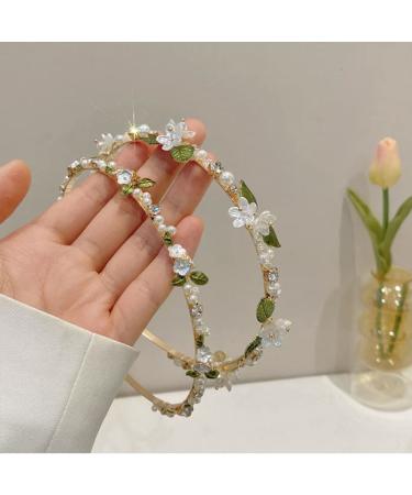 X Hot Popcorn 2PCS Pearl Flower Crystal Headband - Bridal Hair Accessory - Buy Online on GoSupps.com