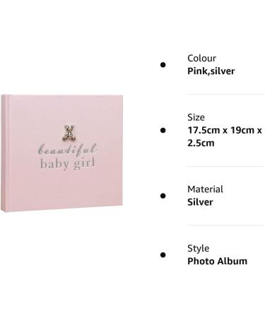 Widdop New Baby 50 6x4 Photo Album with Silver Teddy Attachment - Baby Girl Gift - Buy Online on GoSupps.com
