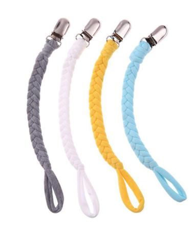 Buy EXQUILEG 4Pcs Pacifier Strap Clips - Cotton & Stainless Steel Pacifier Chains for Unisex Babies - International Shipping Available - Buy Online on GoSupps.com