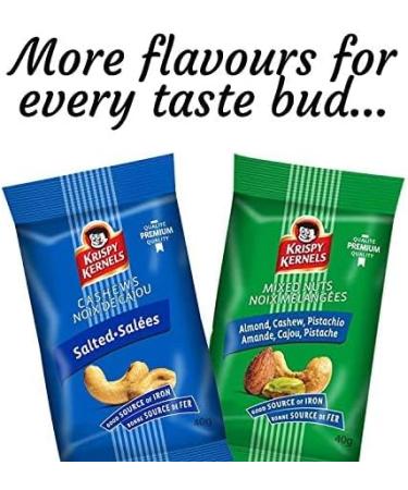 Krispy Kernels | Roasted Salted Cashews Premium Quality Nuts (12 x 40g) - Buy Online on GoSupps.com