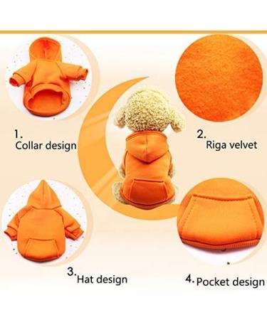 Idepet Dog Hoodie - Warm Cotton Coat for Small & Medium Dogs XS Orange Perfect for Puppies & Chihuahuas - Buy Online on GoSupps.com