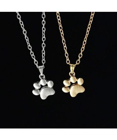 Ushob Paw Print Pendant Necklace - Dog & Cat Paw Prints Jewelry - Perfect Gift for Women & Girls (Golden) - Buy Online on GoSupps.com