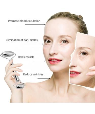 Buy Stainless Steel Facial Roller Gua Sha Set - Anti-Wrinkle Face Lifting Massage Tools | Silver Roller Scraper Box - International Shipping Available - Buy Online on GoSupps.com