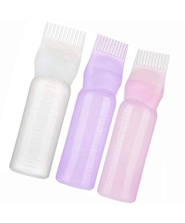 POFET Comb Applicator Bottle Graduated Scale Bottle Comb for Hair Dye Scalp Treatment Essential