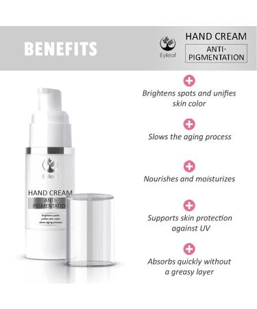 Eylleaf Anti-Pigmentation Hand Cream - Age Spot Remover for Mature Skin or Discoloration Symptoms 30ml - Buy Online on GoSupps.com