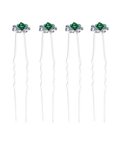 Frcolor 20 Pieces Bridal Hairpins Wedding Rhinestone Hair Clips Elegant Ladies Hair Accessories Crystal Headpiece (Green)