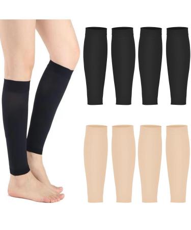 Ggufay 4 pair of health gear compression stockings for calves compression stockings with medical gradient compression 20-30 mmHg without foot for shin leg varicose veins edema ladies and men