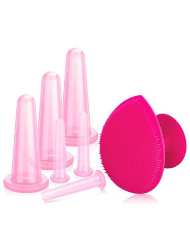 Facial Cupping Set Kit for Face and Eye Massage Therapy Face Cupping Set Anti Aging for Anti-Aging Silicone Cups with Exfoliating Brush Simple and Effective Tool for Facial Cups Small Medium