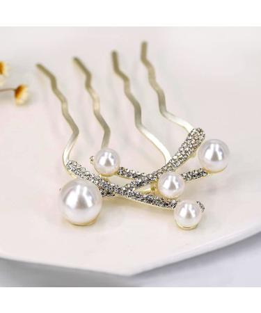 Chicamy Plug-In Combat Hair Crest - 4 Teeth Strass Socket Comb & Pearl Wedding Accessories for Women - 2 Pieces Silver Crystal Hair Accessories - Buy Online on GoSupps.com