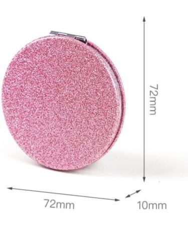 Mpowtech Pink Pu Leather Handheld Compact Mirror 2X/1X Magnification for Women and Girls - Portable Makeup Mirror for Gift - Pink-Round - Buy Online on GoSupps.com