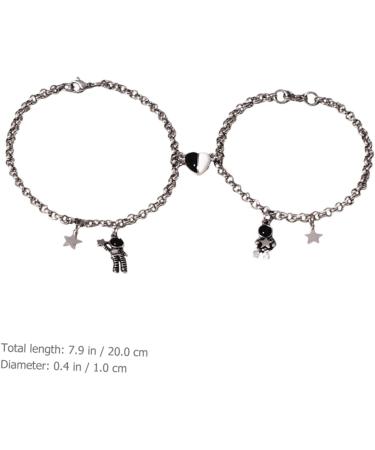 Zerodeko 2 Pairs Astronaut Bracelet Couple Wrist Bracelet Women Adjustable Bracelet Lover Gifts Finger Ring Bracelet Matching Bracelet for Couples Jewelry Stainless Steel Miss As Shown 20x1CM - Buy Online on GoSupps.com
