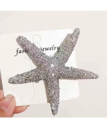 Starfish shaped Crystal Hair Clips Hairpins Shining rhinestones French Style Hair Pins Hair Clip Beauty Tools For Women Ladies Girls Headwear Styling Tools Hair Accessories(silvery)