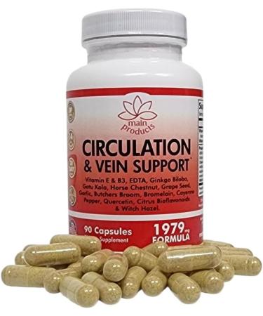 Main Products Circulation and Vein Support 90 Capsules Micronized Process Blood Circulation and Leg Vein Supplements Vascular Support 1979mg Formula. - Buy Online on GoSupps.com