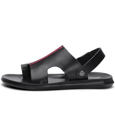 Men's Cowhide Orthotic Bunion Correction Sandals - Open Toe Clip Toe Flip Flops in Black - Buy Online on GoSupps.com