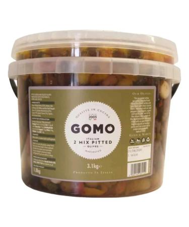 MASGomo Italian Two Mixed Marinated Pitted Olives 1x3.1Kg-Food