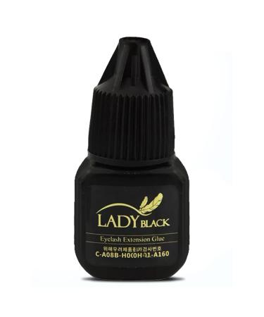 Lady Black Glue Black Eyelash Glue 5ml / 1-3 Sec Drying time/Retention 5-6 Weeks Professional Use Only Black Adhesive/Exellent Bonding Strength Lash Glue for Eyelash Extensions