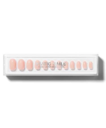 Static Nails Reusable Pop-On Manicure Set  Non-Damaging Glue-On Nails (Nude Peach Round) - False Nails with Static Nail Glue  Nail Set  Fake Acrylic Press On Nails