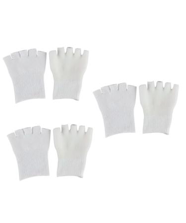 FRCOLOR 3 Pairs Five Toe Gel Socks Foot Moisturizing Socks Fingerless Gloves Moisturizing Gel Socks Heel Sleeves for Cracked Heels Toe Spacers Toe Spreader Splitter White Five Toes