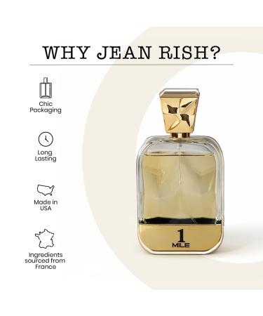 Jean Rish 1 Mile Pour Homme Eau De Toilette - Perfume for Men (3.4 Fl Oz / 100ml) with Blood Mandarin Mint & Amber Notes - Long Lasting and Luxury Fragrance - Buy Online on GoSupps.com
