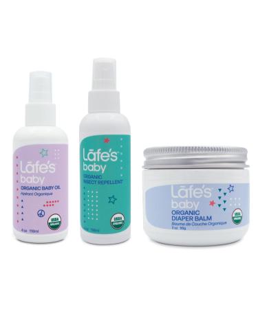 Lafe's Baby | Baby Set - Insect Repellent Organic Diaper Balm & Organic Moisturizer | Natural with No Chemicals 3 Pack - Packaging May Vary