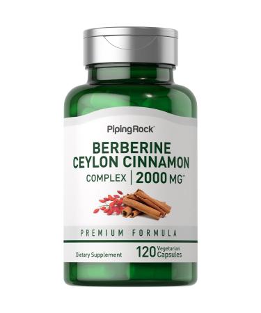 Piping Rock Berberine Ceylon Cinnamon Complex 2000 mg | 120 Vegetarian Capsules | Non-GMO  Gluten Free