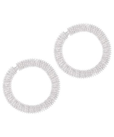 2 pieces of wrist massager acupuncture ring finger massage device ring acupressure massage rings spiky sensory bracelet bangs for young people adult stress reduction and pain therapy silver
